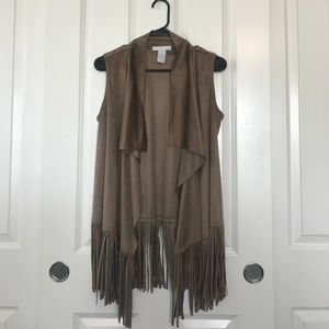 Faux Suede Brown Fringe Vest